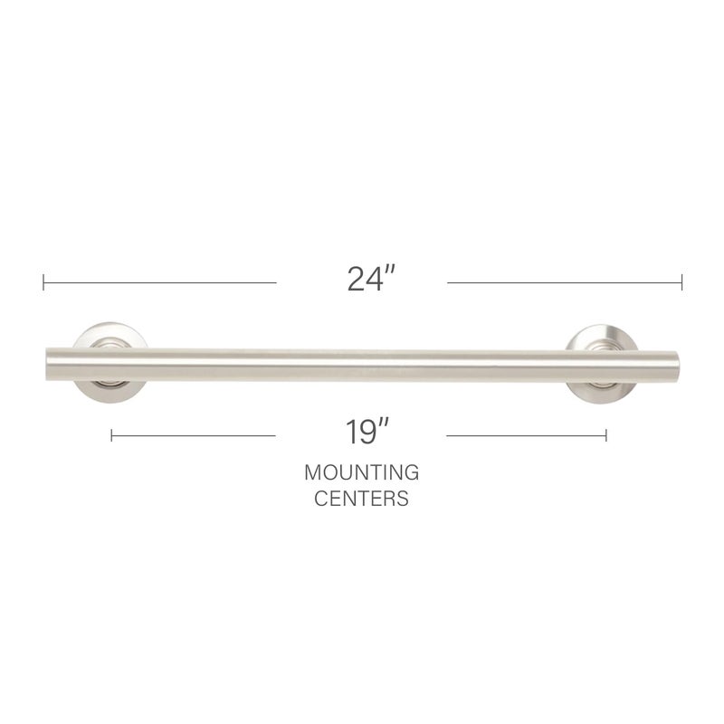 Seachrome 24-inch Coronado Designer Straight Bathroom Shower Grab Bar, Satin Stainless Steel, Brushed Nickel - Image 2